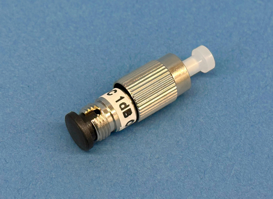 Close-up photo of a Plug type, singlemode 1dB fixed attenuator at 1300/1550nm with male to female FC/Ultra PC connector